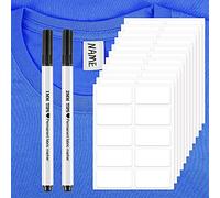 Outus No-Iron Clothing Labels Wash Writable Self Adhesive Name Labels with Permanent Fabric Marker for Daycare, Washer and Dryer Safe (200 Pieces),White,1.2 x 0.6 inches