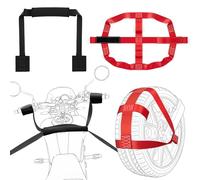 Outus Universal Motorcycle Transport Tie Down Straps Set Include Handlebar Straps for 32" Handlebars and Adjustable Motorcycle Rear Wheel Tie Down Strap for Mopeds, Scooters, Hauling Bike (Red)