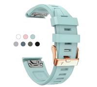OUTVI 20mm Watch Band for Garmin fenix 6s 5s 7s pro epix pro gen 2 42mm Descent Mk2s Mk3 Mk3i soft silicone quick fit 20 bands with Rose Gold buckle for women Sea Foam
