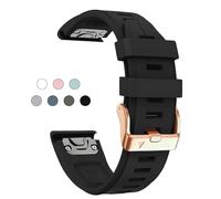 OUTVI 20mm Watch Band for Garmin fenix 6s 5s 7s pro epix pro gen 2 42mm Descent Mk2s Mk3 Mk3i soft silicone quick fit 20 bands with Rose Gold buckle for women Black