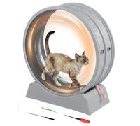 Outvita Cat Exercise Wheel for Indoor Cats, 31.5" Cat Treadmill with Detachable Carpet ＆ Locking Mechanism, Cats Running Wheel Helps Cats to Lose Weight and Keep Health, Easy Assembled (Gray)