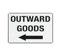 Outward Goods (Left Arrow) 12 X 8 Inches Aluminum Metal Warning Signage With Symbol For Indoor Outdoor Use