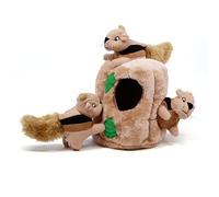 Outward Hound Hide-A-Squirrel Plush Squeaky Dog Toy, Large | Includes Plush Squirrels, Interactive Puzzle Play, Encourages Mental Stimulation, Helps Reduce Boredom, Brown Design