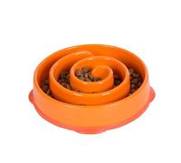 Outward Hound Slow Feeder Dog Bowl - Makes Meal Time Fun, Slows Down Eating, Promotes Healthy Digestion, Prevents Bloat, Slip Resistant and Durable, Food and Water Bowl, Size Large Orange)