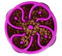 Outward Hound Slow Feeder Dog Bowl - Makes Meal Time Fun, Slows Down Eating, Promotes Healthy Digestion, Prevents Bloat | Slip Resistant and Durable, Food and Water Bowl, Size Medium (Purple)