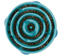 Outward Hound Slow Feeder Dog Bowl - Makes Meal Time Fun, Slows Down Eating, Promotes Healthy Digestion, Prevents Bloat | Slip Resistant and Durable, Food and Water Bowl, Size Large (Turquoise)