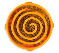 Outward Hound Slow Feeder Dog Bowl - Makes Meal Time Fun, Slows Down Eating, Promotes Healthy Digestion, Prevents Bloat | Slip Resistant and Durable, Food and Water Bowl, Size Large Orange)