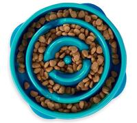 Outward Hound Slow Feeder Dog Bowl - Makes Meal Time Fun, Slows Down Eating, Promotes Healthy Digestion, Prevents Bloat | Slip Resistant and Durable, Food and Water Bowl, Size Medium (Turquoise)