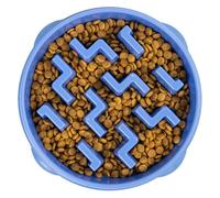 Outward Hound Slow Feeder Dog Bowl - Makes Meal Time Fun, Slows Down Eating, Promotes Healthy Digestion, Prevents Bloat, Slip Resistant and Durable, Food and Water Bowl, Size Large (Blue)