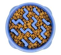Outward Hound Slow Feeder Dog Bowl, Medium, Blue | Makes Meal Time Fun, Slows Down Eating For Healthy Digestion, Prevents Bloat | Slip Resistant, Durable, Food and Water Bowl