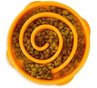 Outward Hound Slow Feeder Dog Bowl, Medium, Orange | Makes Meal Time Fun, Slows Down Eating For Healthy Digestion, Prevents Bloat | Slip Resistant, Durable, Food and Water Bowl