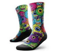 Outway Crew Socks, Moisture-Wicking Athletic Calf Socks with Arch Support for Men and Women, Colorful Design, Monstrosity, Medium-Large