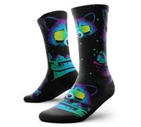 Outway Crew Socks, Moisture Wicking Athletic Calf Socks with Arch Support for Men and Women, Colorful Design, Dumpster Diver Crew, L-XL