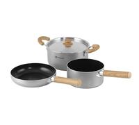 Outwell Feast Ceramic Cookware Set Non-Stick Camping Pots & Pans Set with Detachable Handles, Induction Compatible Aluminium Cooking Set with Carry Bag