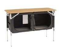 Outwell Padres Double Camping Kitchen Table - Foldable Outdoor Cooking Station Kitchen Unit with Premium Bamboo Worktop, Storage Cupboard, Shelves & Carry Bag