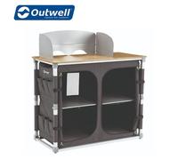 Outwell Padres XL Camping Table Storage Unit with Bamboo Worktop - Folding Camp Kitchen Organiser Table, Aluminium Frame, Carry Bag Included