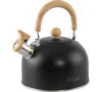 Outwell Tea Break Kettle Lux Camping Kettle - Stainless Steel, Whistling, Heat-Resistant Handle, Removable Lid, Compact Lightweight Outdoor Stove Kettle for Camping, Outdoor, Fishing (Lux Black, 2.2L)