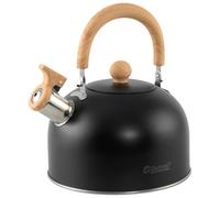 Outwell Tea Break Kettle Lux Camping Kettle - Stainless Steel, Whistling, Heat-Resistant Handle, Removable Lid, Compact Lightweight Outdoor Stove Kettle for Camping, Outdoor, Fishing (Lux Black, 2.2L)