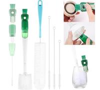 OUTXE 5 Pack Bottle Brush Set, 5-in-1 Water Bottle Cleaner Brush, 15" Long Handle Bottle Cleaning Brush, 3 Straw Brush, Removable Nipple Brush, Detail Brush for Cup Lid Gap