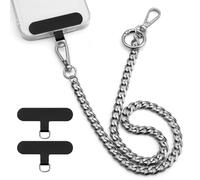 OUTXE Anti Theft Phone Lanyard Belt Chain, 19.6" Heavy Duty Metal Men Chain with 2 Pack Phone Patch for All Smartphones, Pants Chain for Wallets, Keys