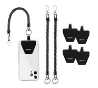 OUTXE Phone Lanyard Tether with 4 Patch- 2× Phone Tether, 4× Phone Patch, Compatible with Smartphone- Black