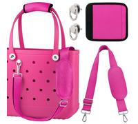 OUTXE Strap Wrap for Bogg Bag, Adjustable Crossbody Shoulder Straps Long, Neoprene Handle Wrap Protector, XL Medium Bogg Bag Rubber Tote Bag Accessories, Hot Pink