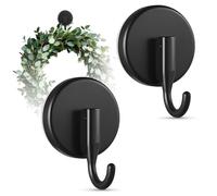 OUTXE Suction Cup Wreath Hanger, Upgraded Reef Hook for Front Door/Glass Window/Over Door, Christmas/Thanksgiving/Halloween/July 4th/Easter/Valentine/Spring/Summer/Fall (Black, 2-Pack)