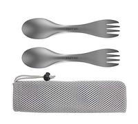 OUTXE Titanium 2 in 1 Fork and Spoon Combo 2-Pack Ultra Lightweight Camping Utensil, Eco-Friendly Spork for Backpacking, Hiking, Outdoors