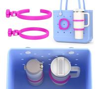 OUTXE Upgraded Foldable Cup Holder for Bogg Bag - Fits 40oz Stanley Tumblers, Folds Flat to Save Space When Not in Use, Compatible with Simple Modern & Simply Southern Tote Bags (40oz-Haute Pink)