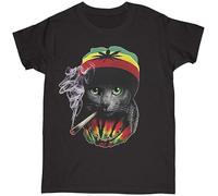 Outyer Men's Rasta Cat Smoking T Shirt Funny Adult Humor 42 Tees Black M