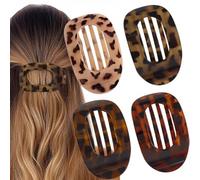 Outyua Flat Hair Clips for Women Round Lay Down Claw Clips Strong Hold for Thick Thin Hair Curved Flat Clip 4PCS