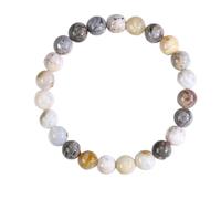Ouubuuy Bamboo Leaf Agate Crystal Beads Bracelet 8mm Natural Gemstone Beaded Bracelets Healing Crystal Bracelet for Women Mothers Day Gifts