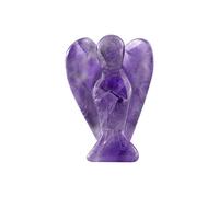 Ouubuuy Natural Amethyst Crystal Angel Pocket Guardian Angel Figurines Gift for Reiki Healing 1.5“
