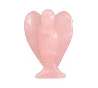 Ouubuuy Natural Rose Quartz Crystal Angel Pocket Guardian Angel Figurines Gift for Reiki Healing 1.5“