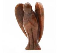 Ouubuuy Natural Strawberry Quartz Crystal Angel Pocket Guardian Angel Figurines Gift for Reiki Healing 1.5“