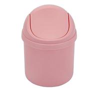 OUUD Crasy Shop Plastic Mini Desktop Trash Can Small Countertop Storage Box with Swing Lid,4L (Pink)