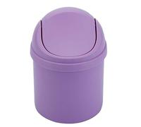 OUUD Crasy Shop Plastic Mini Desktop Trash Can Small Countertop Storage Box with Swing Lid,4L (Purple)