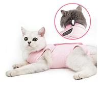 oUUoNNo Cat Professional Recovery Suit for Abdominal Wounds or Skin Diseases, After Surgery Wear, Pajama Suit, E-Collar Alternative for Cats and Dogs (M,Pink)