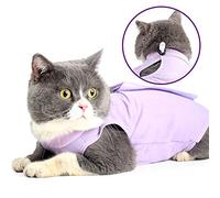 oUUoNNo Cat Wound Surgery Recovery Suit for Abdominal Wounds or Skin Diseases, After Surgery Wear, Pajama Suit, E-Collar Alternative for Cats and Dogs… (M, Purple)