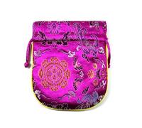 OUUOYSD Silk Gift Bags, Silk Jewelry Pouch Drawstring Craft Bag Chinese Satin Brocade Lined Storage for Packaging Candy Favor Sachet(Fuchsia,20)