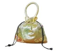 OUUOYSD Silk Gift Bags, Silk Storage Pouch 10pcs Large Chinese Brocade Drawstring Jewelry Bags Lined Tote Purses Thick Craft Cloth Craft with Handles(Beige)