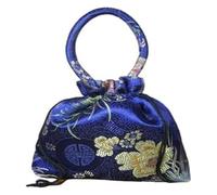 OUUOYSD Silk Gift Bags, Silk Storage Pouch 10pcs Large Chinese Brocade Drawstring Jewelry Bags Lined Tote Purses Thick Craft Cloth Craft with Handles(Blu)