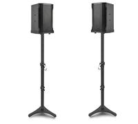 OUUTMEE 1 Pair Speaker Stands Adjustable Height 78 to 104CM, Heavy Duty 5kg Capacity Floor Speaker Stands with Triangle Base, Holds Satellite & Bookshelf Speakers, Black (3 Sections)