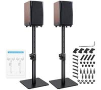 OUUTMEE 2 Sections Height Adjustable Speaker Stands, Up to 10KG | Heavy Duty Set of 2 Floor Speaker Stands Pair, Holds Satellite & Bookshelf Speakers, Extends 50- to 72CM (Black)