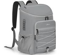 OUUTMEE 28L Cooler Bag Picnic Backpack, Leakproof Cooler backpack for 30 Can Drinks (330ml), Insulated Soft Picnic Lunch Bag Cool Rucksack for Camping Picnic Hiking BBQ Beach (Grey)