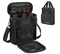 OUUTMEE Carry bag for microphone, double zip with slanted shoulder strap + handle, can hold 3 microphones, the front pocket offers space for data cables, batteries and receiver, black