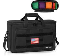 OUUTMEE Cornhole Bag Carrying Case Holds 32 Regulation Sized Professional Cornhole Bags and Comes with an Extra Zippered Pocket.