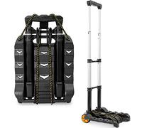 OUUTMEE Folding Hand Truck, 75kg Capacity Sack Barrows with Bungee Cord, 2 Wheels Collapsible Lightweight Trolley Dolly for Luggage, Travel, Moving House, Shopping and Office Use, Black