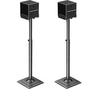 OUUTMEE Height Adjustable Speaker Stands 1 Pair, Floor Stand with Adjustable Tray Holds Universal Satellite & Bookshelf Speakers, Bookshelf Floor Speaker Stand Up to 5KG with Cable Management