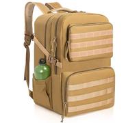 OUUTMEE Military Tactical Backpack, Large Capacity, Army Assault Military Backpack, Daypack, 45 Litres, Khaki with Side Pockets